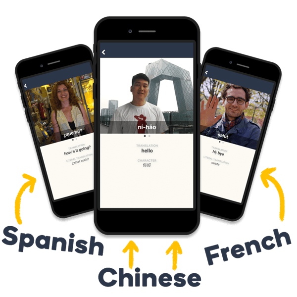 Memrise Spanish course, Memrise Chinese course, Memrise French course